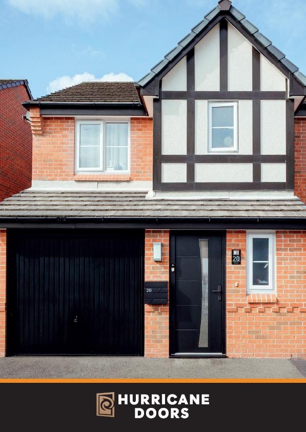Hurricane entrance door installed on brick property